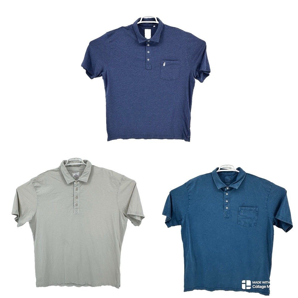 Johnnie O Hangin Out Short Sleeve Polos Lot of 3 Blue Gray Stretch Size 2XL